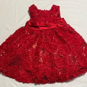 Rare Editions Red Christmas Dress with Sequins. LNC